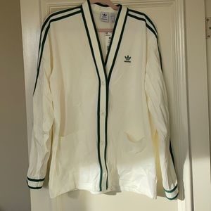 NWT Adidas Retro Tennis Cardigan M ivory/green